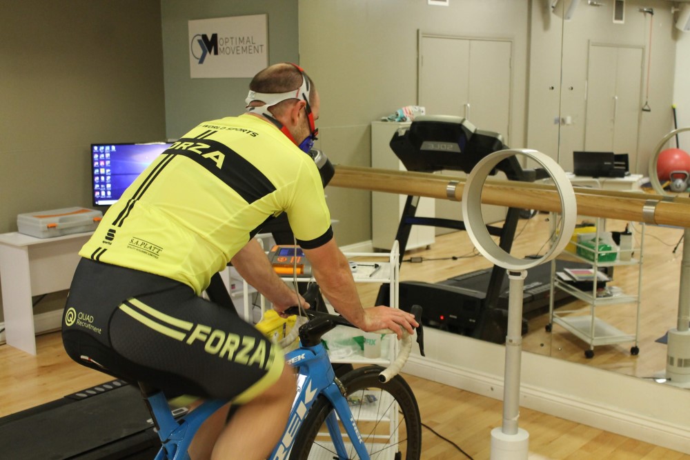 Cyclist during a lab-style fitness test